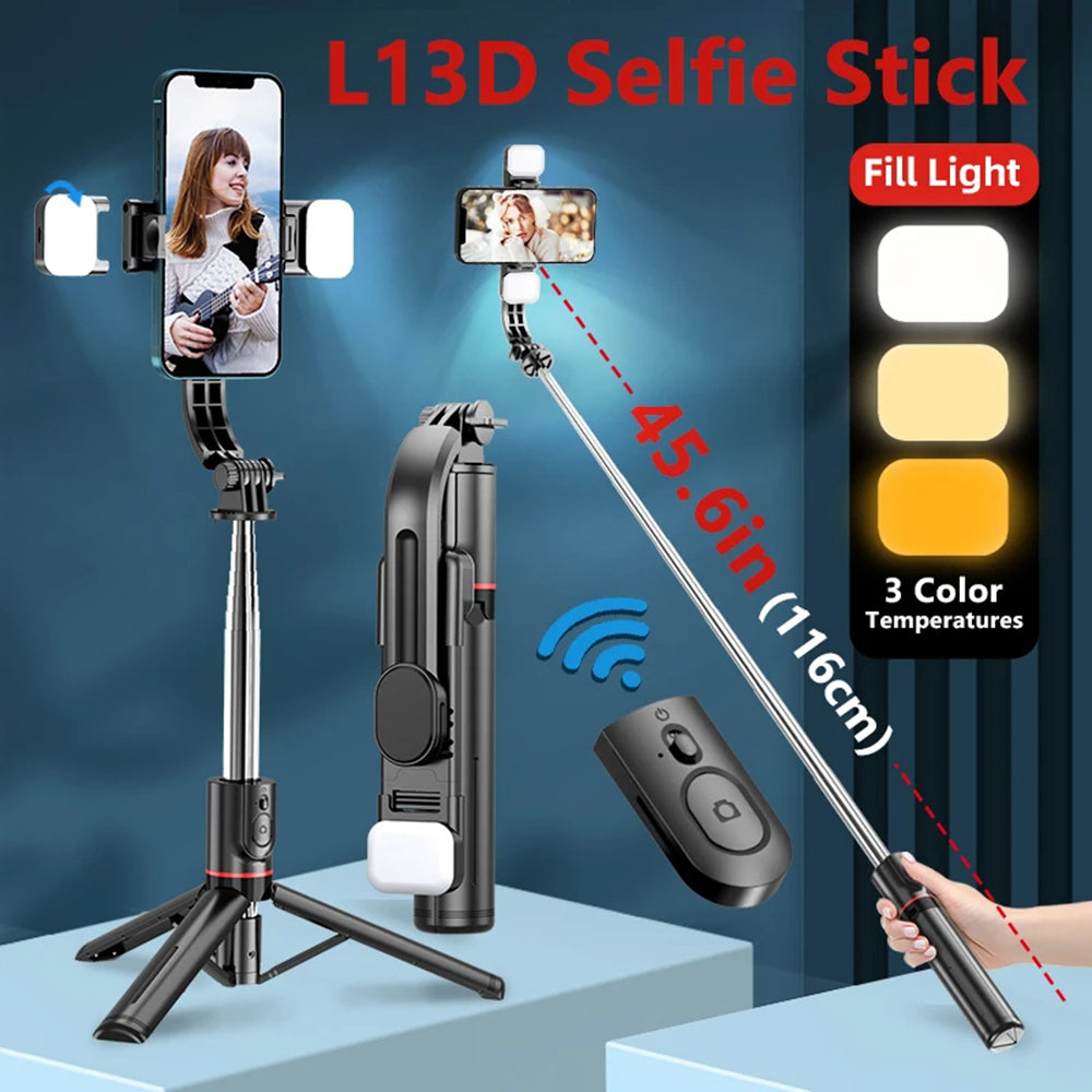Selfie Stick Bluetooth Techsuit L13d, Universal, Musta