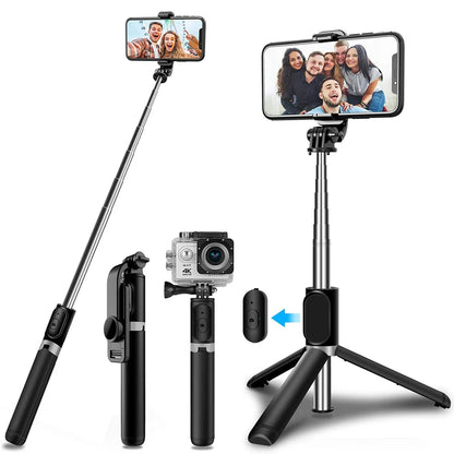 Selfie Stick Bluetooth Techsuit Q02, Universal, Musta
