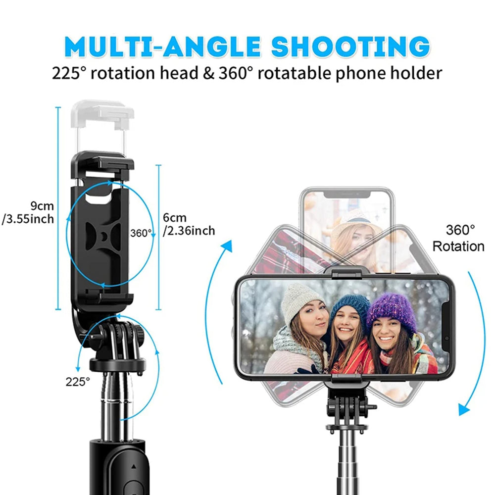 Selfie Stick Bluetooth Techsuit Q02, Universal, Musta
