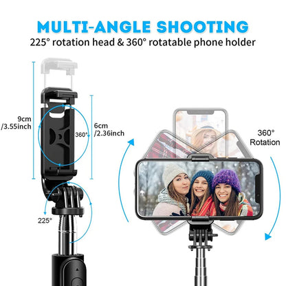 Selfie Stick Bluetooth Techsuit Q02, Universal, Musta