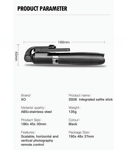 Selfie Stick Bluetooth XO Design SS08, Universal, Musta