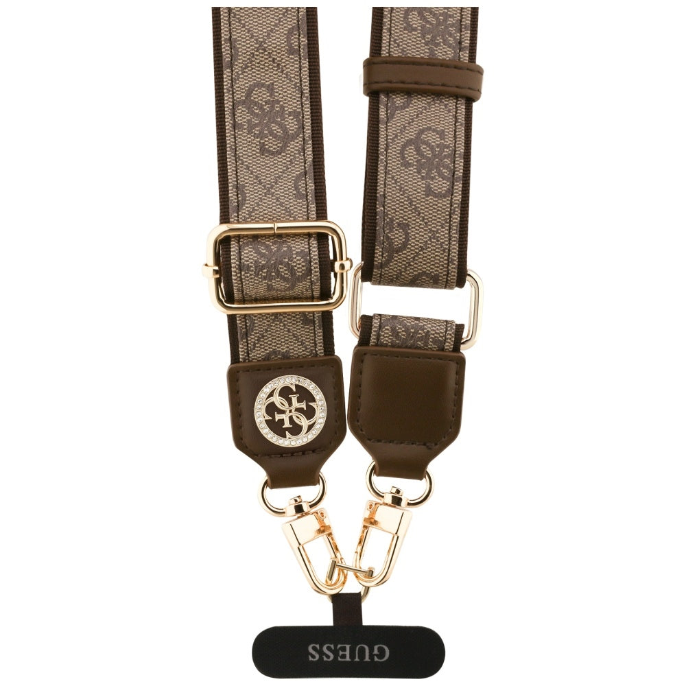 Guess 4G Strass Metal Logo -puhelinnyöri, Ruskea