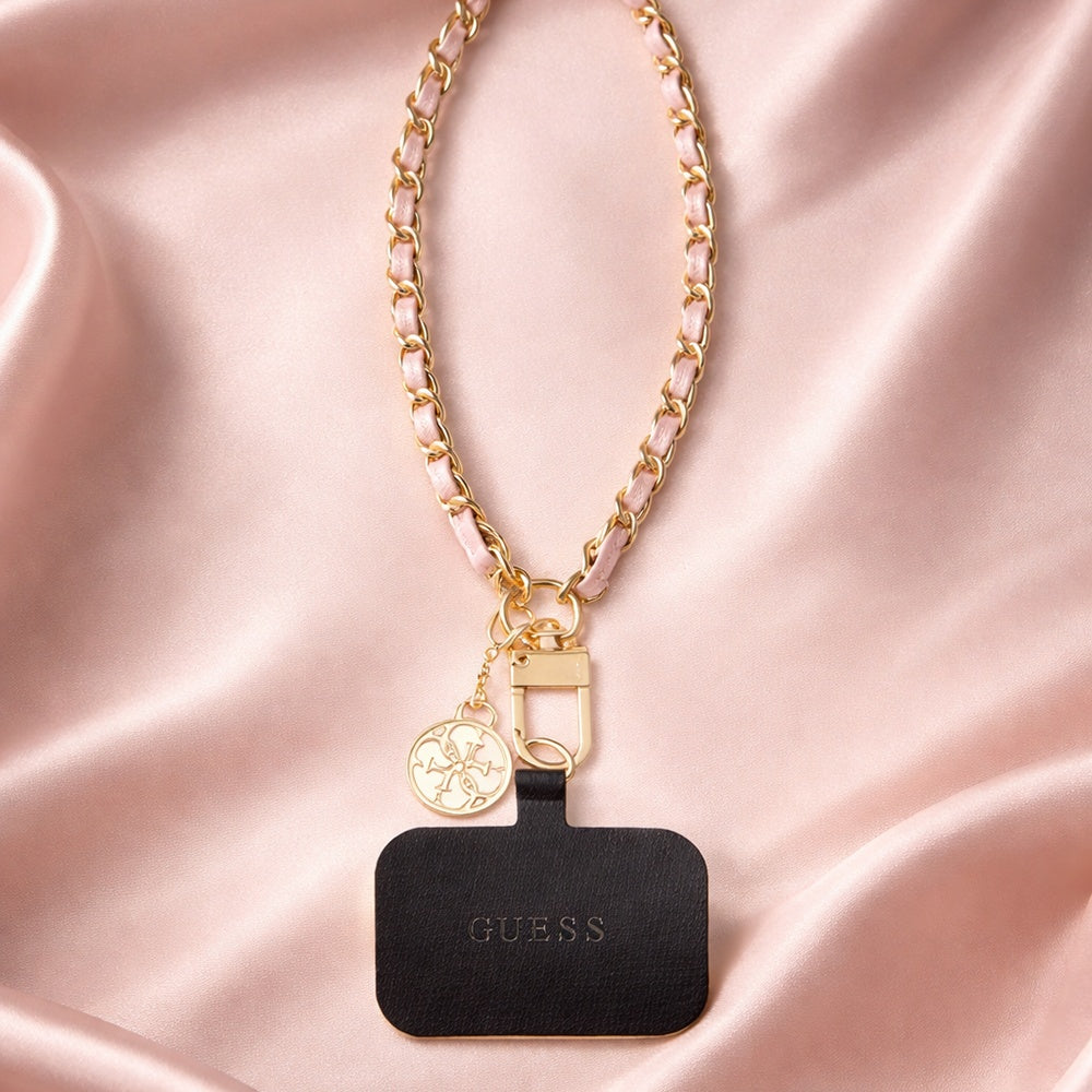 Guess Saffiano 4G Charm -puhelinnyöri, Musta