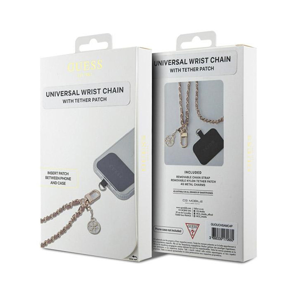 Guess Saffiano 4G Charm -puhelinnyöri, Musta