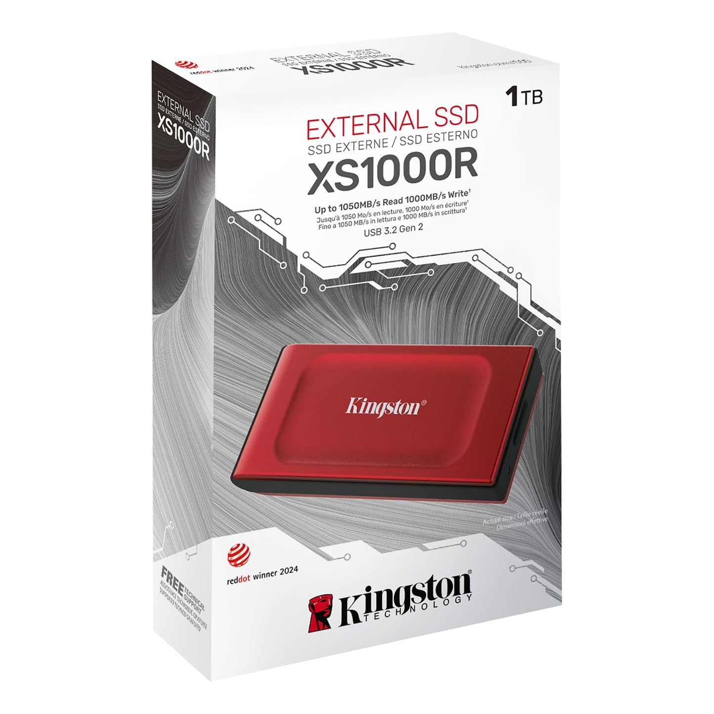 Solid State Drive (SSD Ulkoinen) Kingston XS1000, 1TB, Punainen SXS1000R/1000G