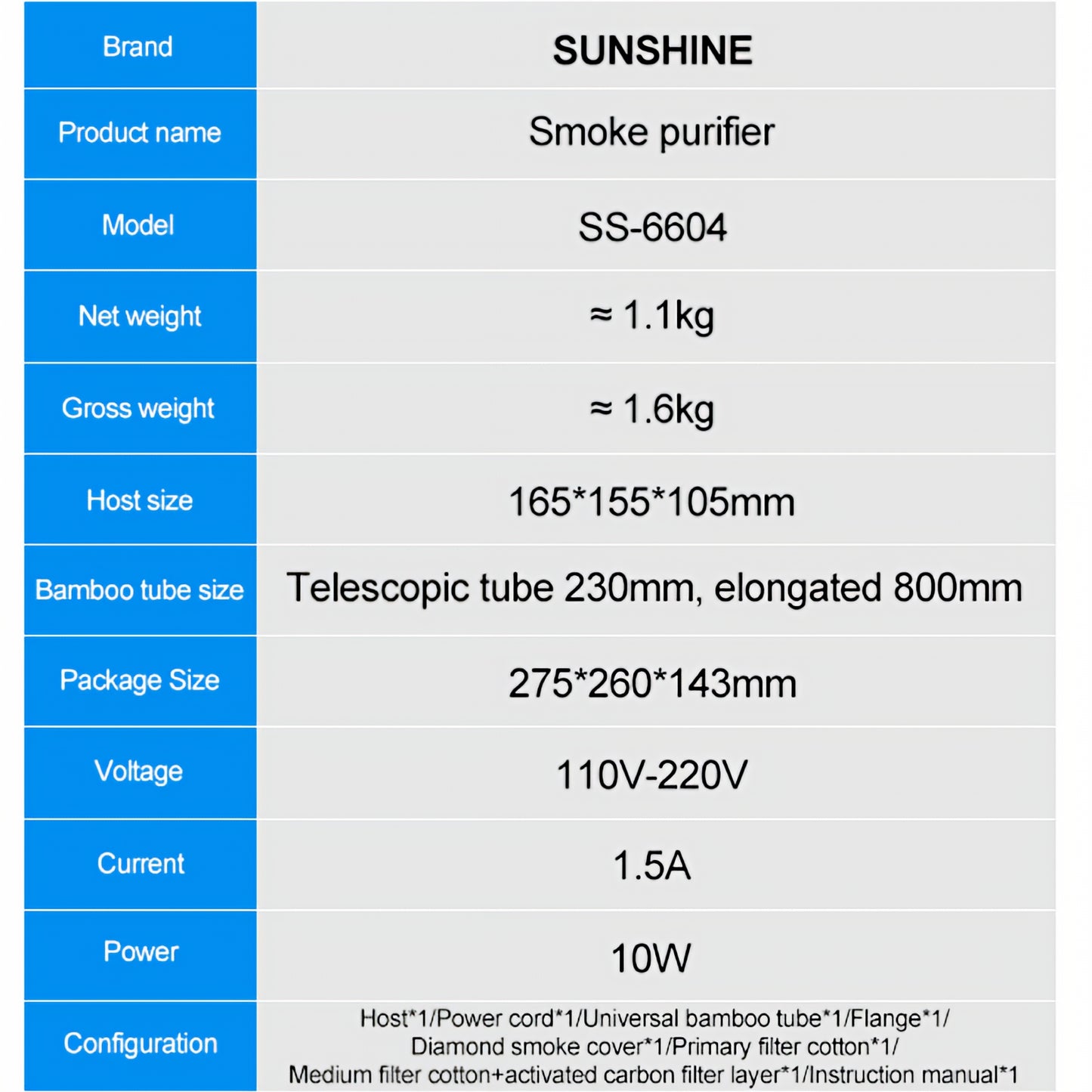 Suodatus- / Savunpoistoyksikkö Sunshine SS-6604