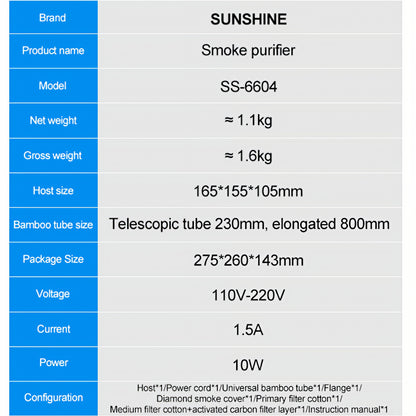 Suodatus- / Savunpoistoyksikkö Sunshine SS-6604