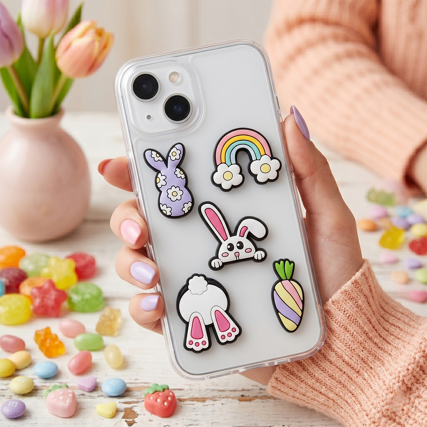 3D OEM Bunny -tarra puhelimen/tabletin suojakuorelle, 5 kappaleen setti, monivärinen