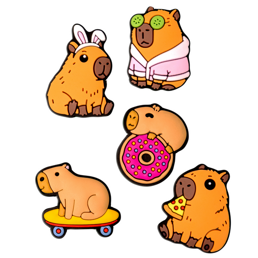 3D OEM Capybara -tarra puhelimen/tabletin suojakuorelle, 5 kappaleen setti, monivärinen