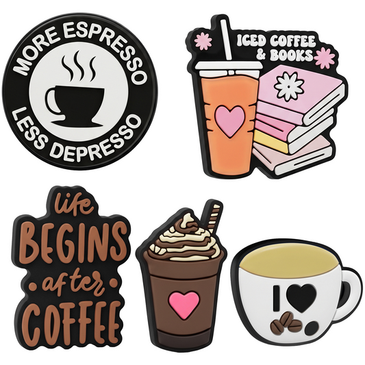 3D OEM Coffee -tarra puhelimen/tabletin suojakuorelle, 5 kappaleen setti, monivärinen