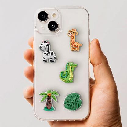 3D OEM Jungle -tarra puhelimen/tabletin suojakuorelle, 5 kappaleen setti, monivärinen