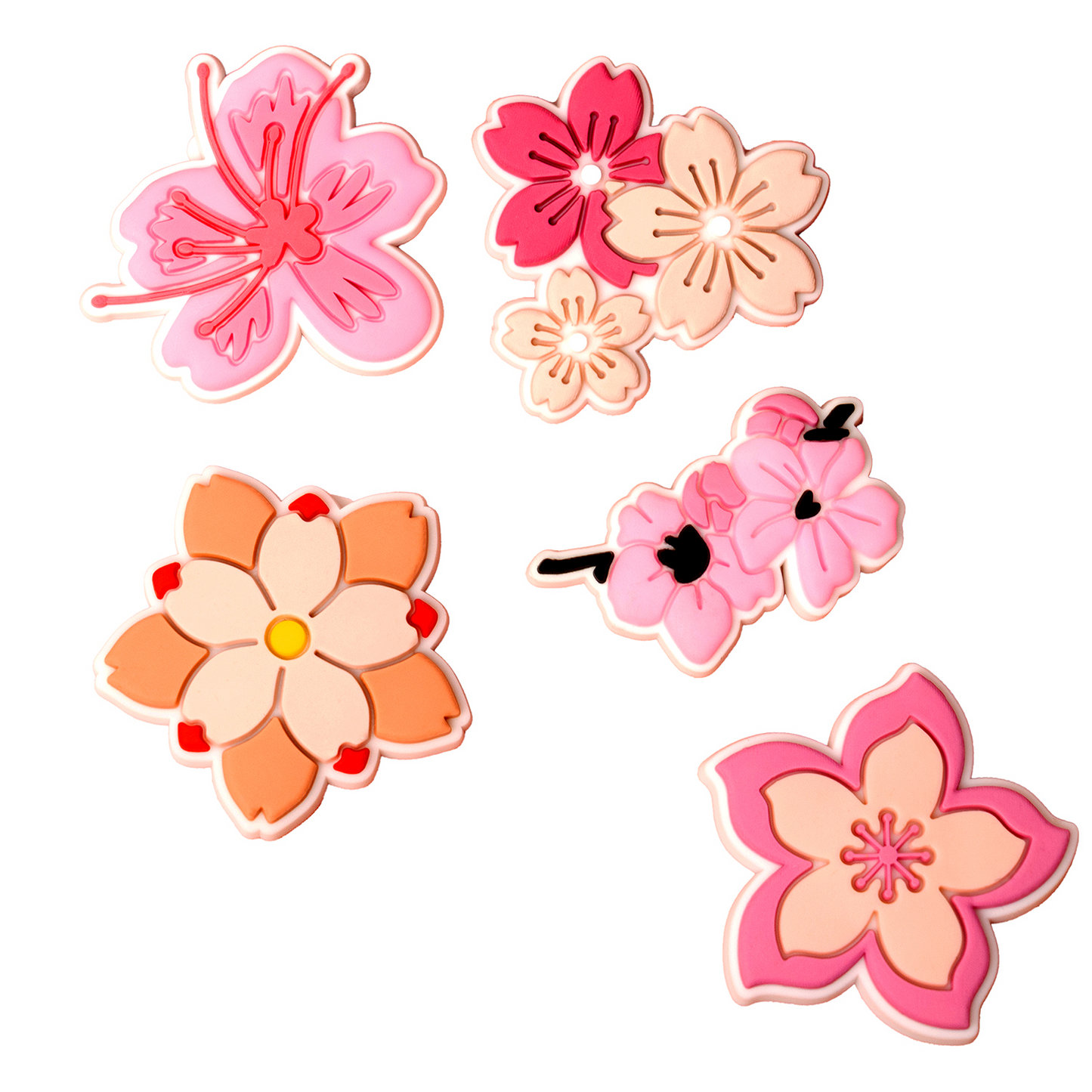 3D OEM Pink Blossom -tarra puhelimen/tabletin suojakuorelle, 5 kappaleen setti, monivärinen