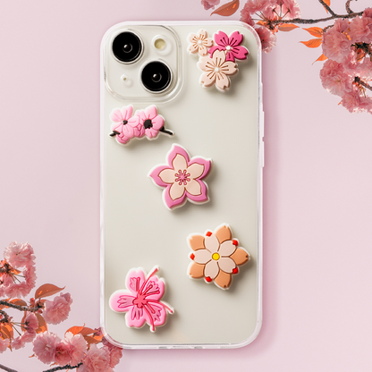3D OEM Pink Blossom -tarra puhelimen/tabletin suojakuorelle, 5 kappaleen setti, monivärinen