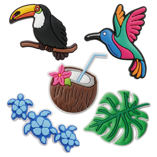 3D OEM Tropical Birds -tarra puhelimen/tabletin suojakuorelle, 5 kappaleen setti, monivärinen