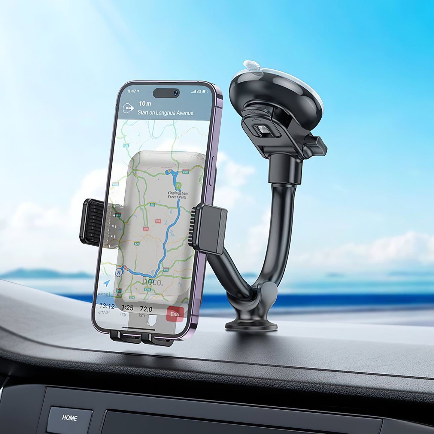 Auto Teline HOCO H27, 4.7 tuumaa - 7 tuumaa, Musta