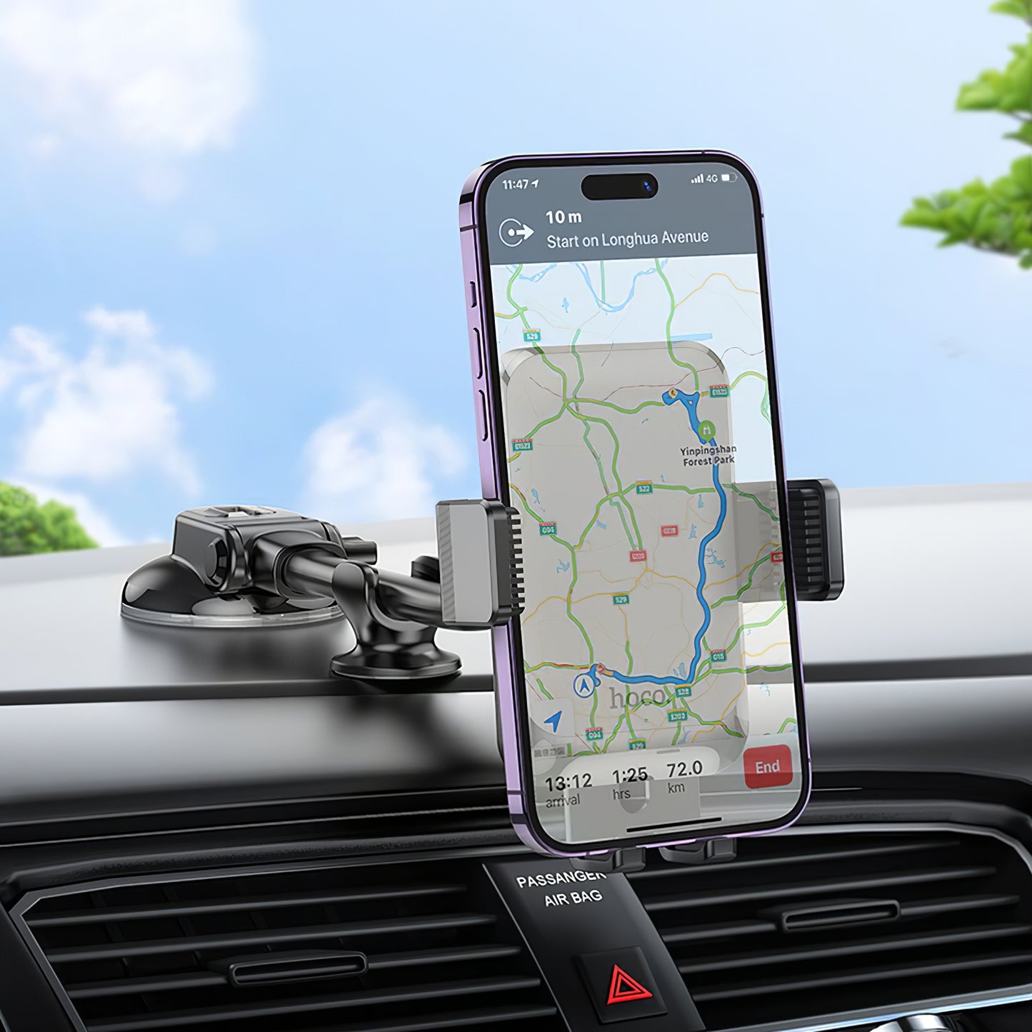 Auto Teline HOCO H27, 4.7 tuumaa - 7 tuumaa, Musta