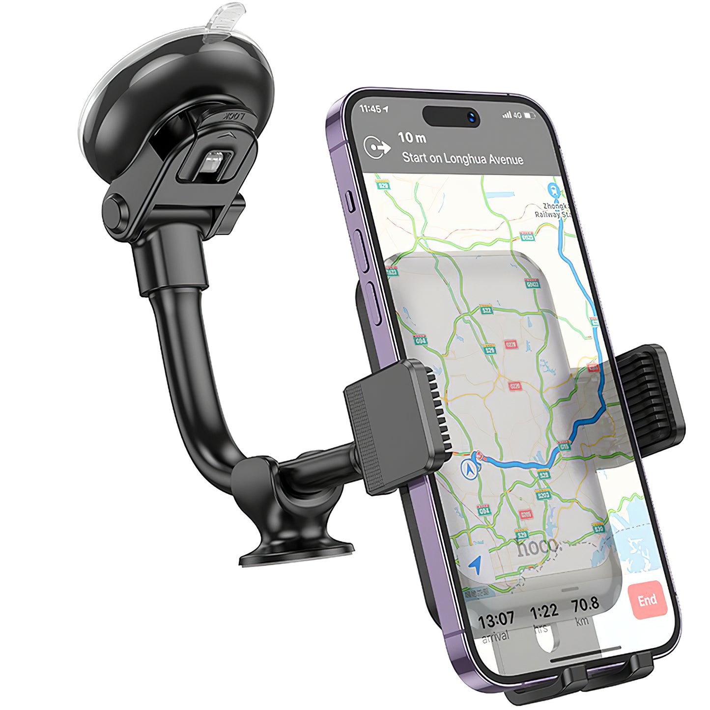 Auto Teline HOCO H27, 4.7 tuumaa - 7 tuumaa, Musta