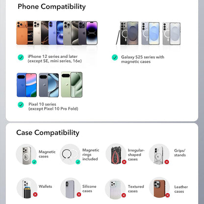 Magneettinen ESR OmniLock Vent -autoteline, Universaali, Musta