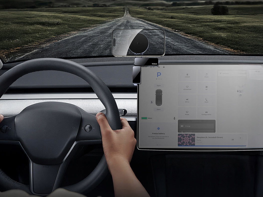 Baseus MaxView MagSafe-magneettiautoteline, Musta C40180701813-00