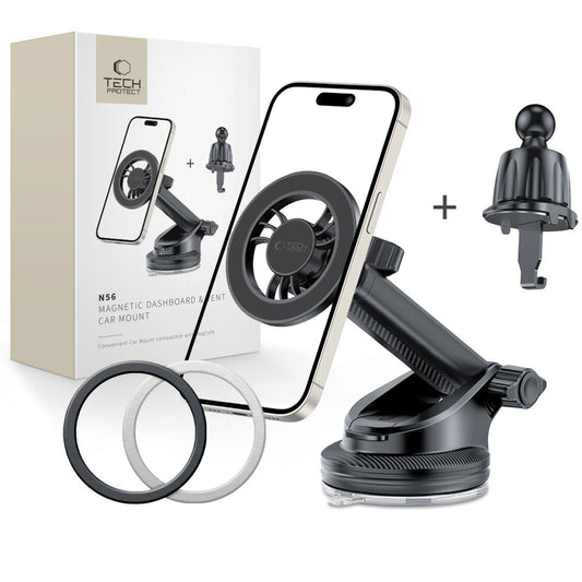 Tech-Protect N56 2in1 magneettinen autoteline, universaali, musta