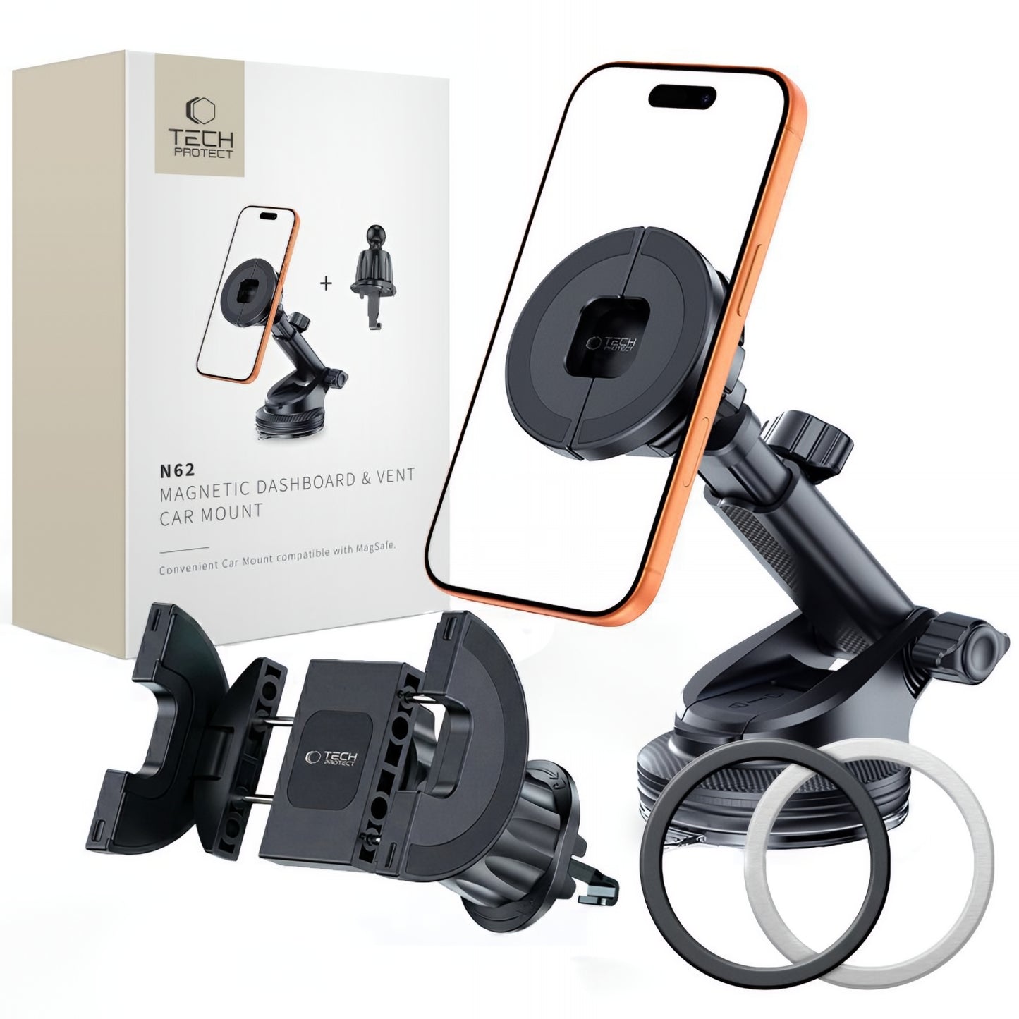 Magneettinen Auto Teline Tech-Protect N62 2in1, Universaali, Musta