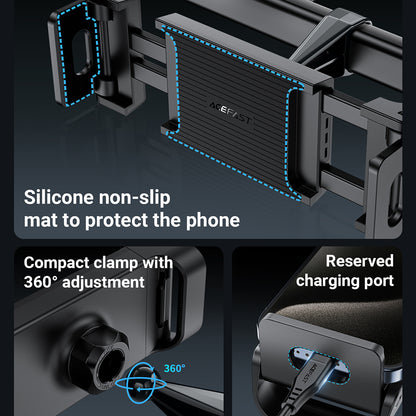 Acefast D8 Auto Tetiera Teline Puhelimelle / Tabletille, 4.7 tuumaa - 12.9 tuumaa, Musta