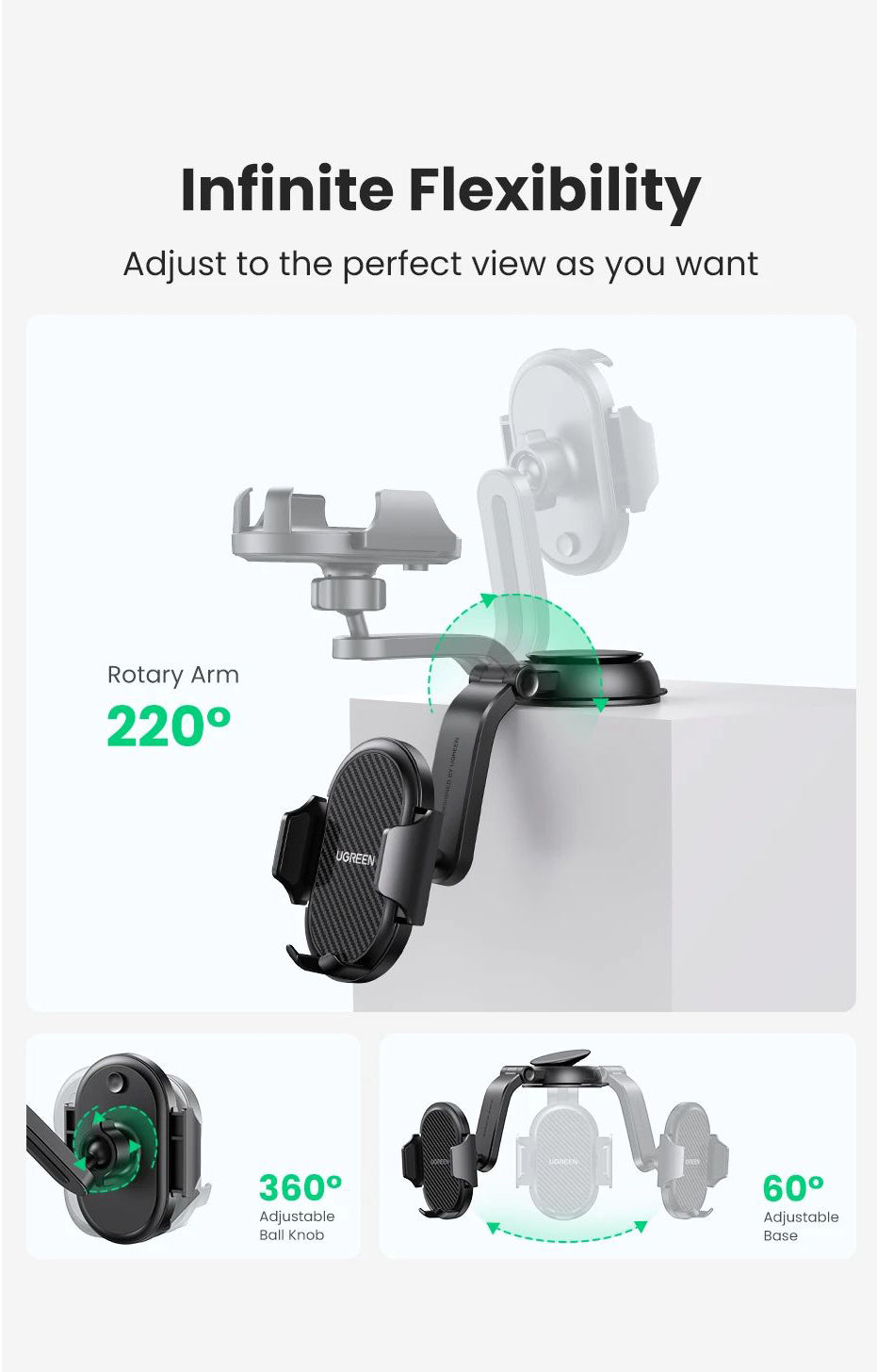 UGREEN LP405 Autoteline, Universaali, Musta
