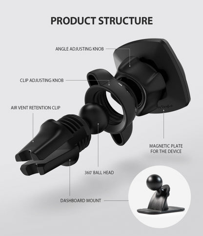 Ringke Power Clip Magnetic Car Mount, Universal, Black