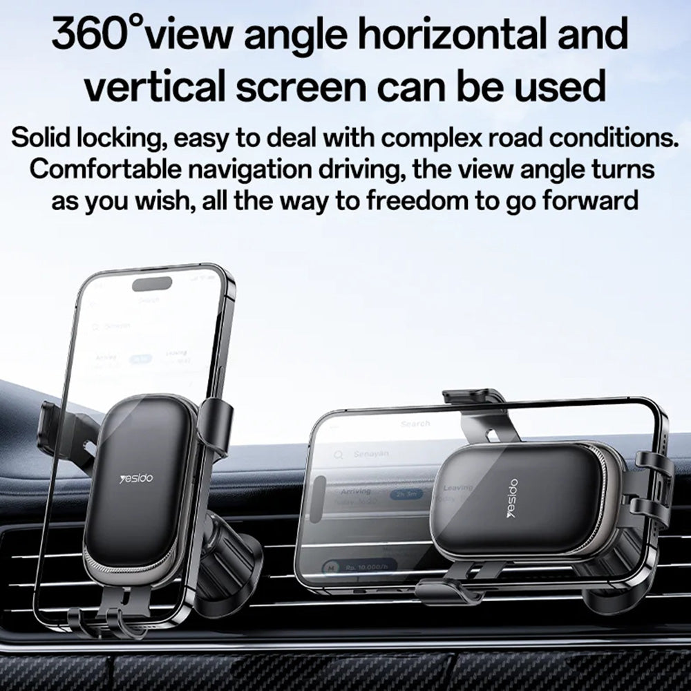 Autoteline Yesido C247, 4.7 tuumaa - 7.2 tuumaa, Musta