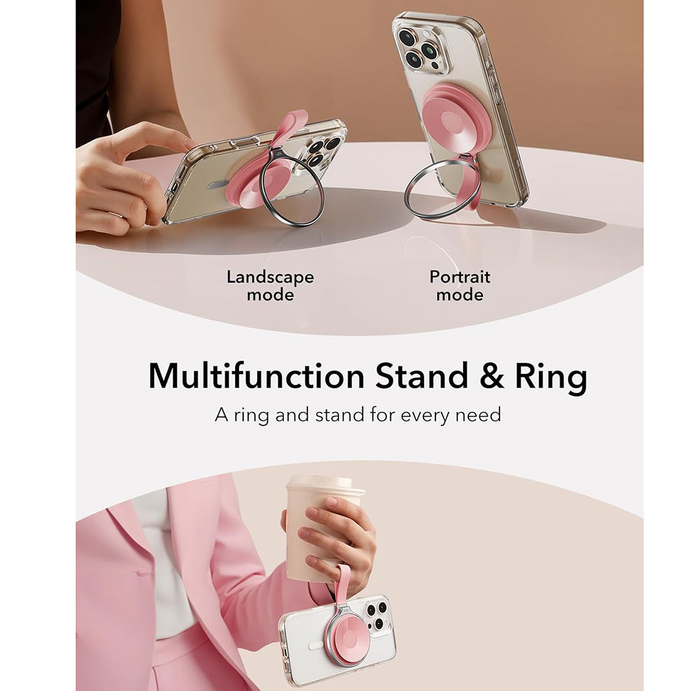 ESR HaloLock Leather -universaalinen rengasteline, vaaleanpunainen