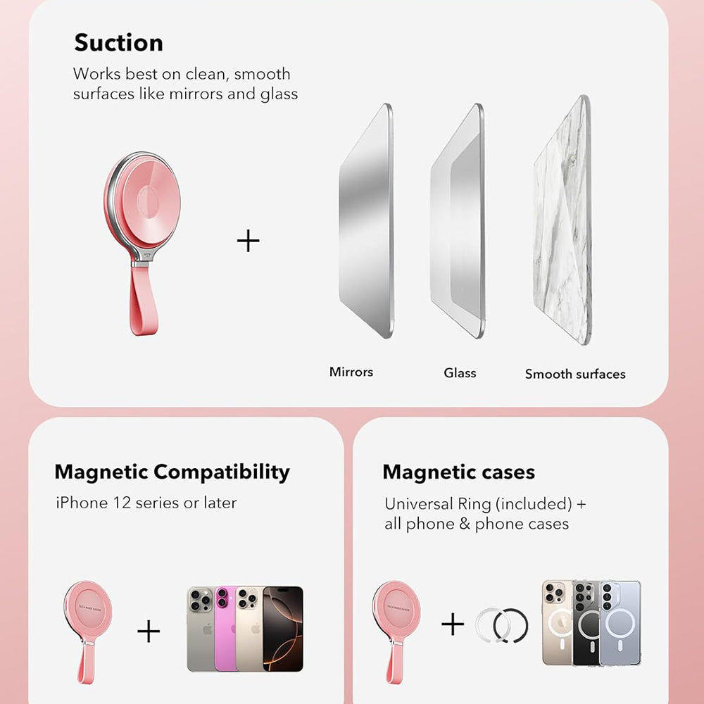 ESR HaloLock Leather -universaalinen rengasteline, vaaleanpunainen