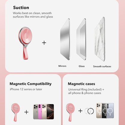 ESR HaloLock Leather -universaalinen rengasteline, vaaleanpunainen