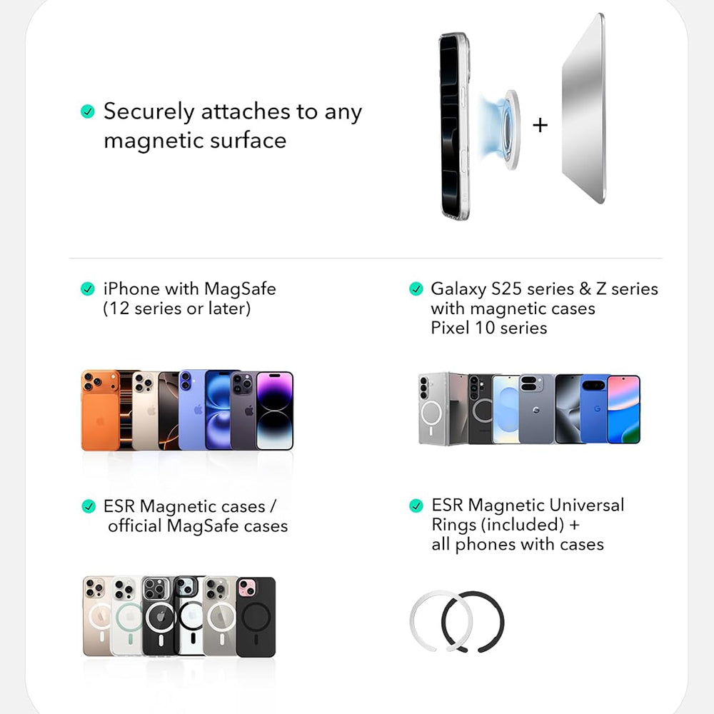 ESR HaloLock -rengasteline, universaali, valkoinen