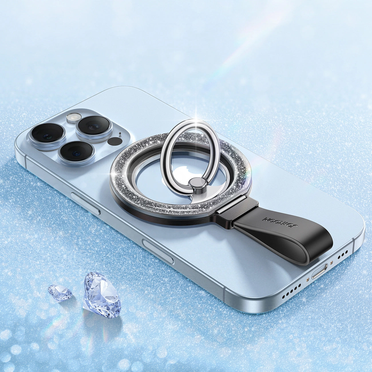 Joyroom JR-ZS425 Glitter -rengastuki, universaali, musta
