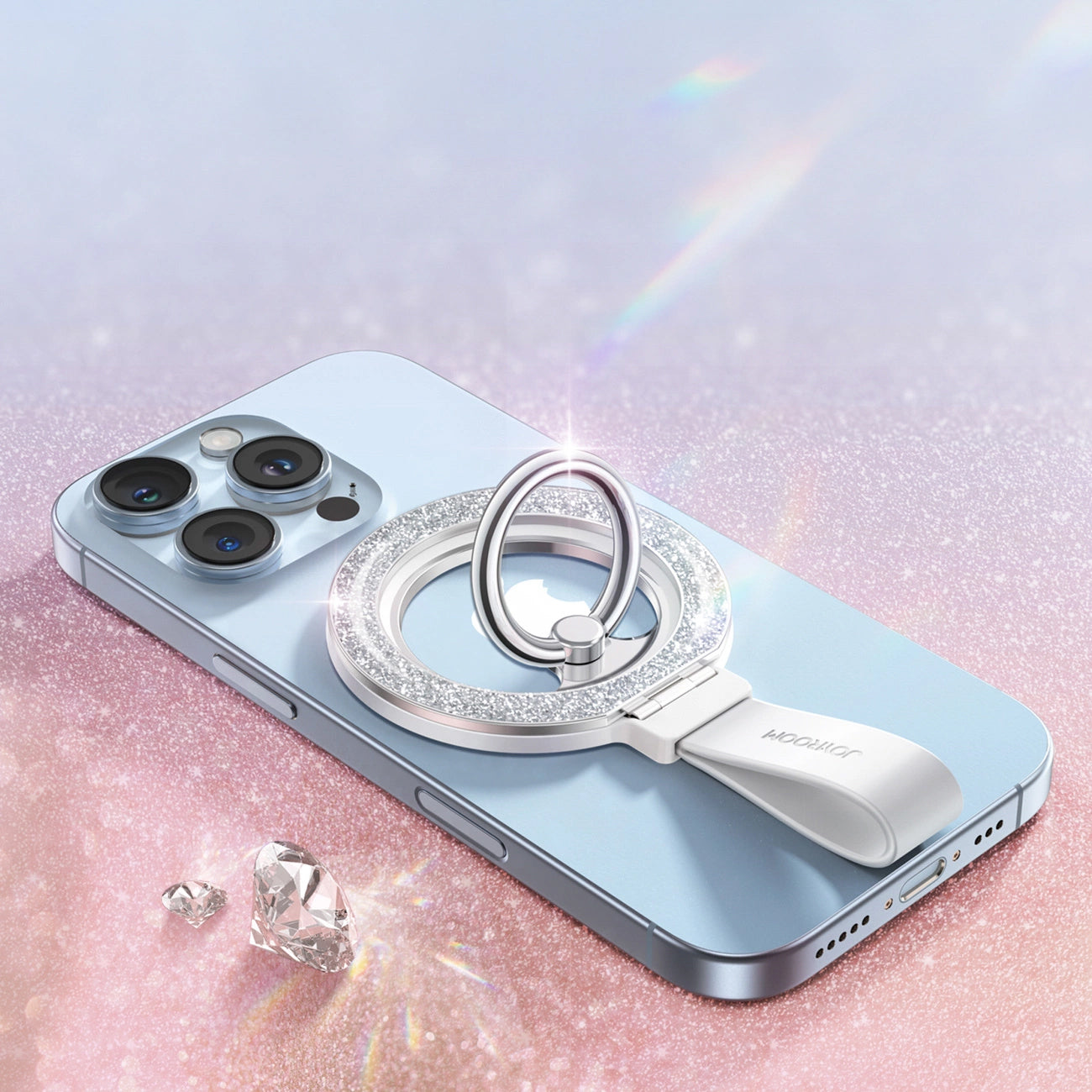 Joyroom JR-ZS425 Glitter -rengastuki, universaali, valkoinen