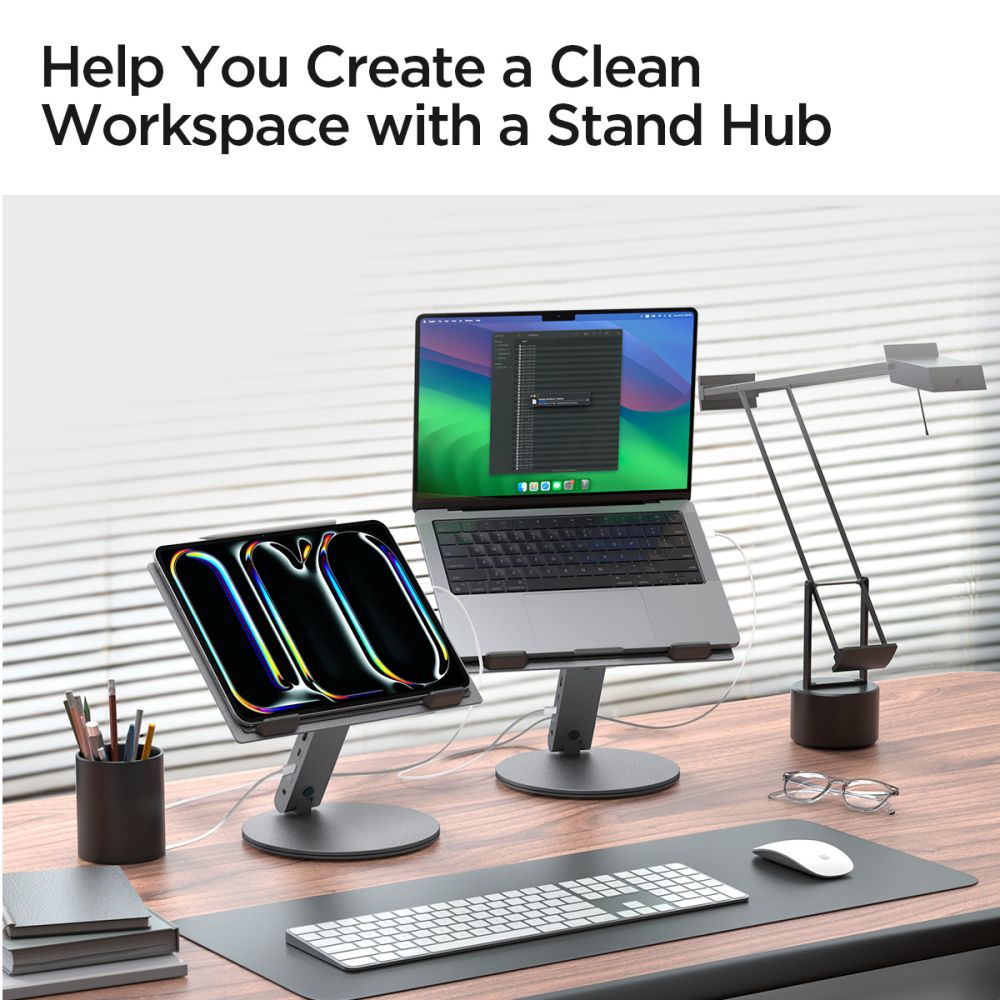 Spigen LD204H -teline kannettavalle tietokoneelle, hopea