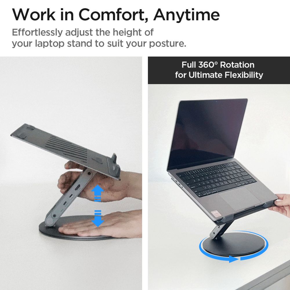 Spigen LD204H -teline kannettavalle tietokoneelle, hopea