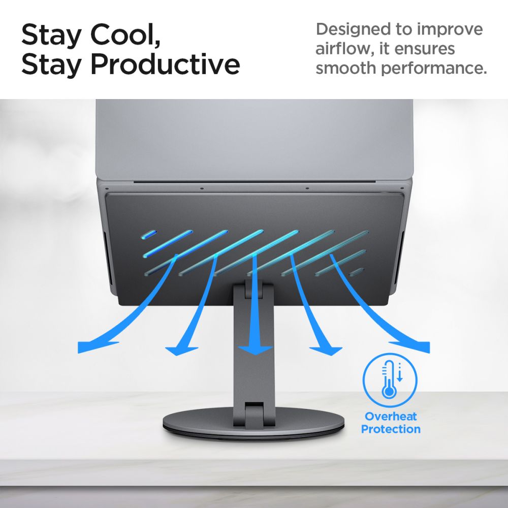 Spigen LD204H -teline kannettavalle tietokoneelle, hopea