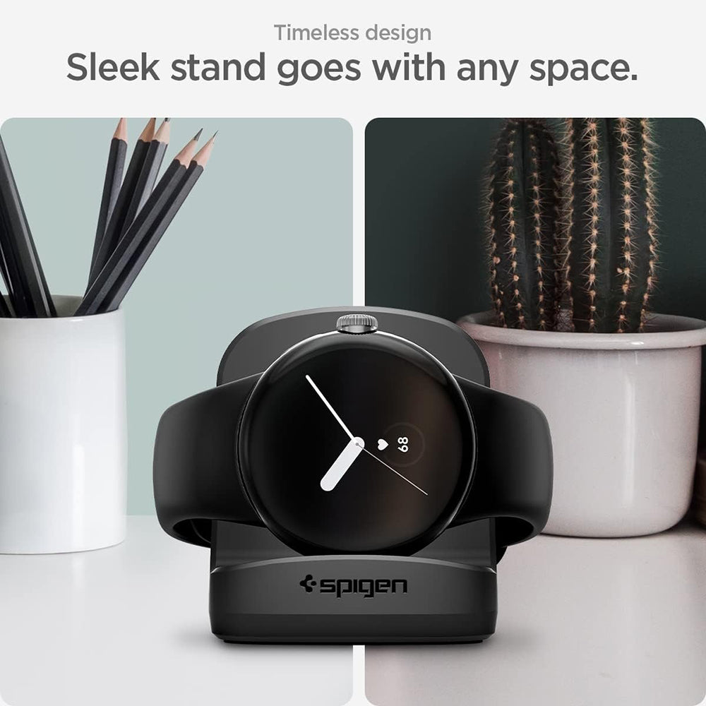 Spigen S354 -teline Google Pixel Watch -langattomalle laturille, musta AMP05796