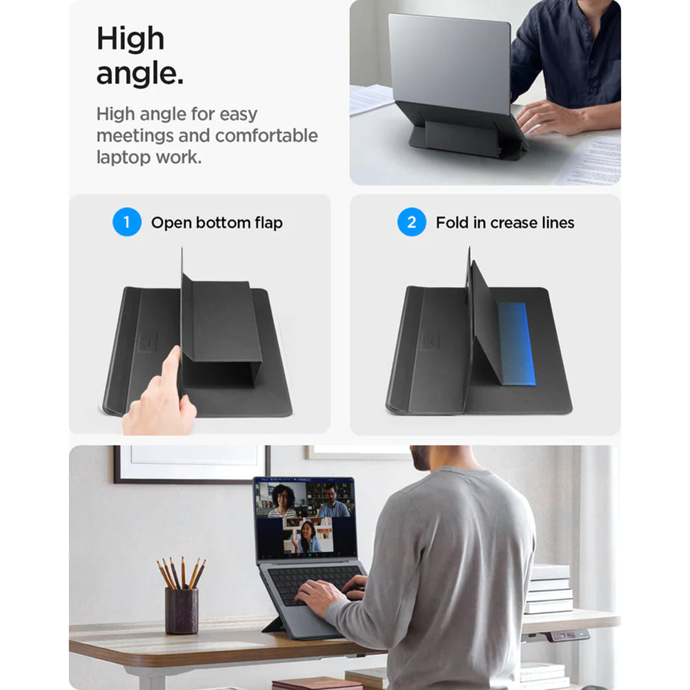 Spigen Slim Fold LD201-S7 -teline kannettavalle tietokoneelle, max. 14 tuumaa, musta AMP11116