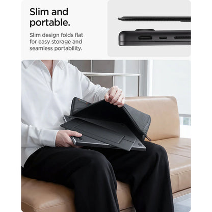 Spigen Slim Fold LD201-S7 -teline kannettavalle tietokoneelle, max. 14 tuumaa, musta AMP11116