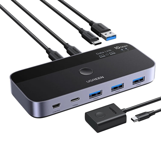 UGREEN CM691 (45784) USB-kytkin, 3 x USB-A 3.2 - 1 x USB-C - 1 x miniUSB, Musta