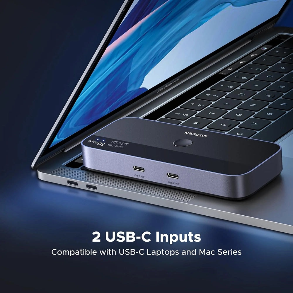 UGREEN CM691 (45784) USB-kytkin, 3 x USB-A 3.2 - 1 x USB-C - 1 x miniUSB, Musta