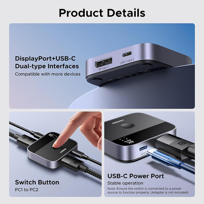 Switch Video DisplayPort / USB-C UGREEN 65878, Musta