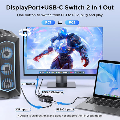 Switch Video DisplayPort / USB-C UGREEN 65878, Musta