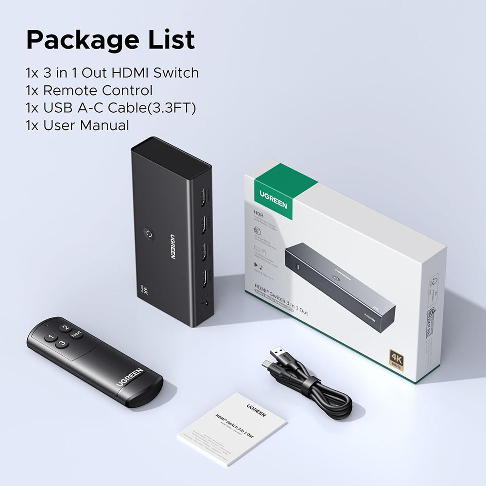 HDMI-videoswitch UGREEN AW504 (55857), Musta