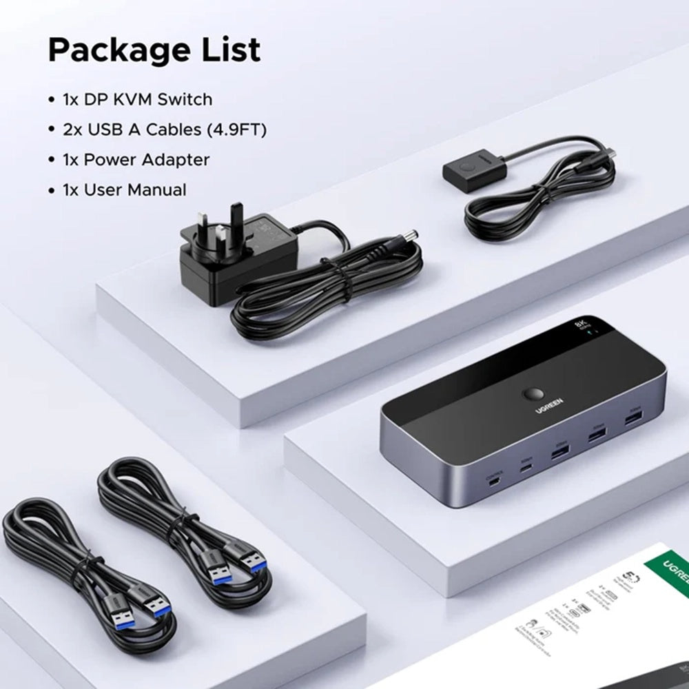 Switch Video DisplayPort UGREEN CM695 (25962), Musta