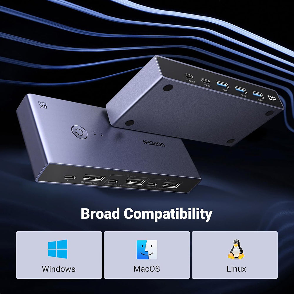 Switch Video DisplayPort UGREEN CM695 (25962), Musta