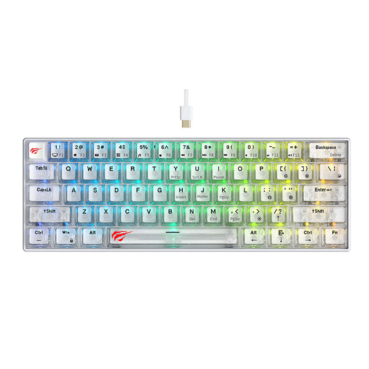 HAVIT KB903L -pelinäppäimistö, RGB, 1,8 m, Valkoinen Läpinäkyvä