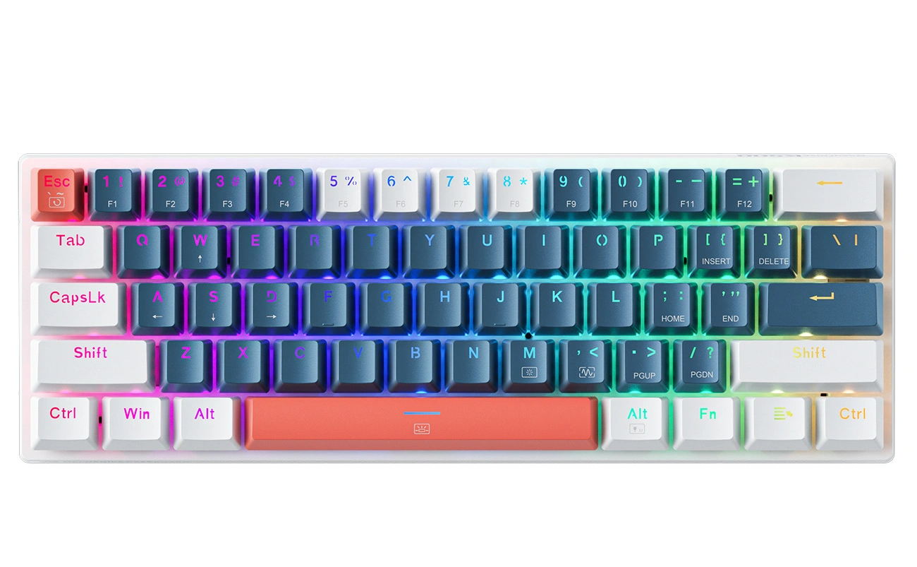 Langallinen USB-pelinäppäimistö Machenike K500-B61 mekaaninen, RGB, sinivalkoinen